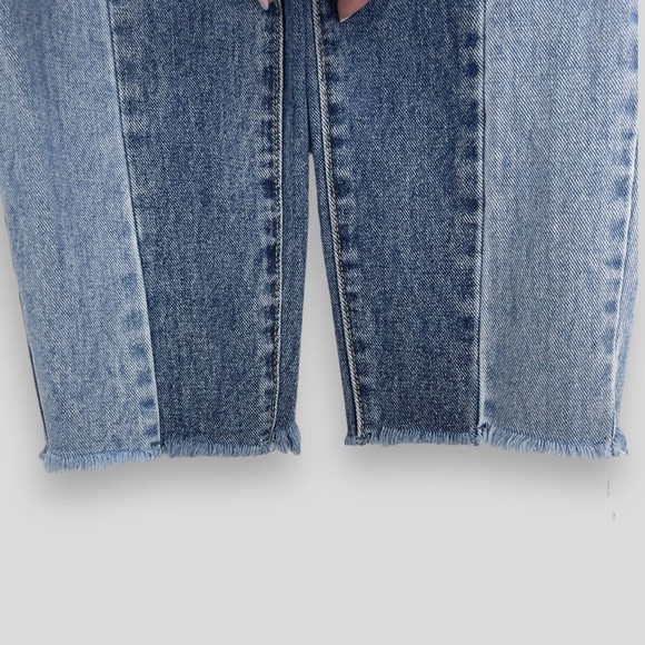 PacSun Jeans Vintage Icon High Rise Two Tone Crop Raw Hem Denim Blue Womens 27 - Picture 7 of 12